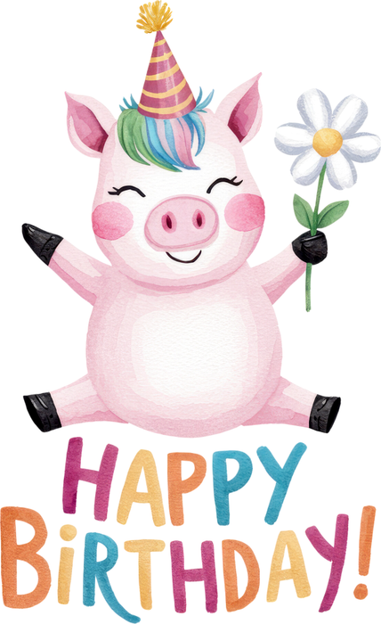 Motivtransfer 5683 Happy Birthday Schweinchen