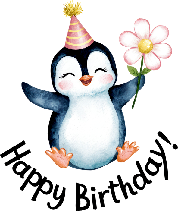 Motivtransfer 5684 Happy Birthday Pinguin
