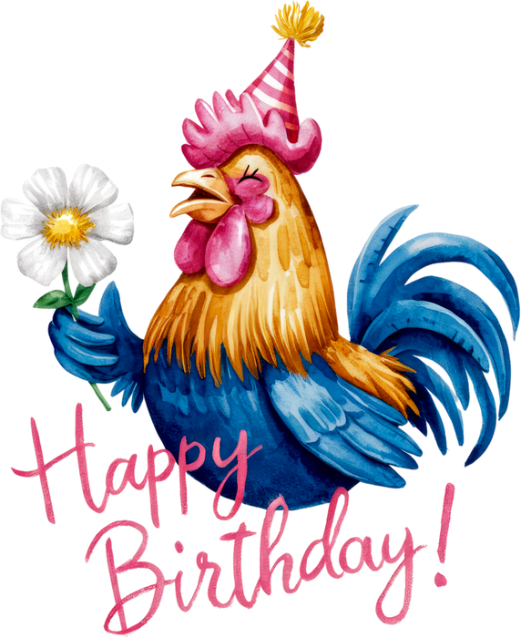 Motivtransfer 5690 Happy Birthday Hahn