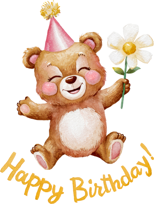 Motivtransfer 5697 Happy Birthday Bär