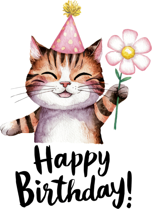 Motivtransfer 5698 Happy Birthday Katze
