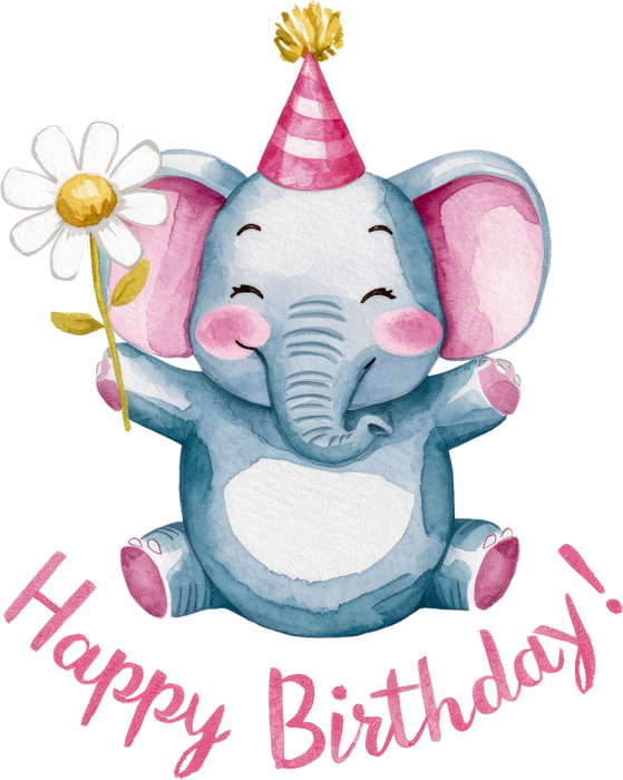 Motivtransfer 5700 Happy Birthday Elefant