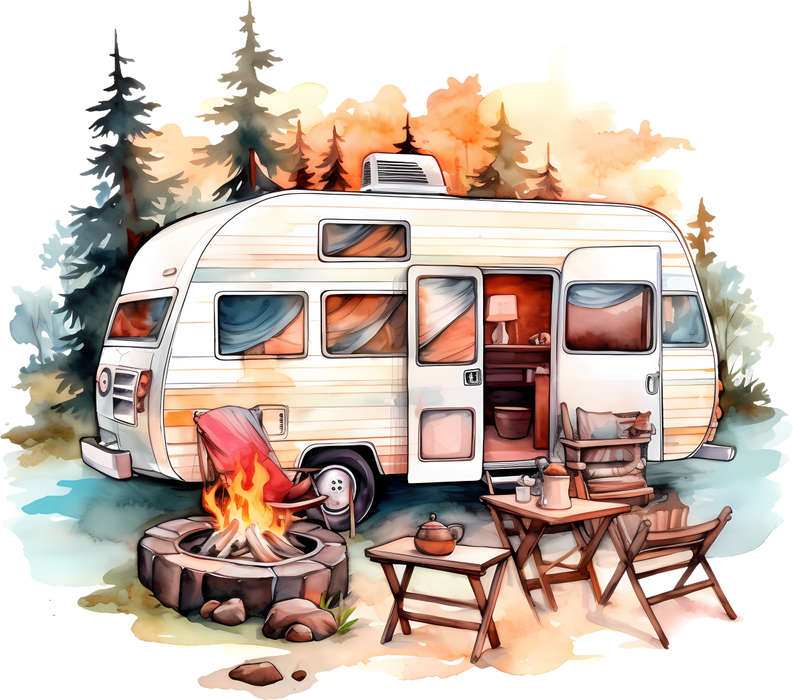Motivtransfer 5733 Camper mit Lagerfeuer