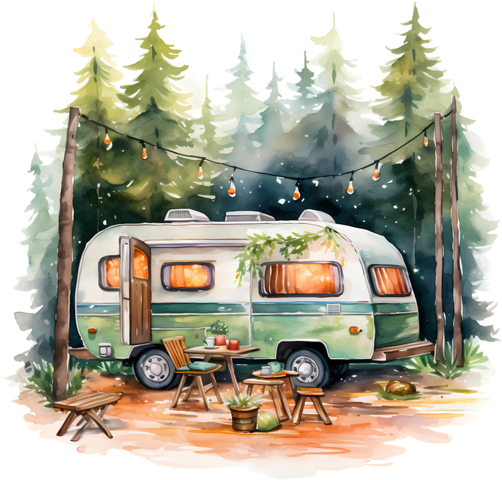Motivtransfer 5734 Camper im Wald