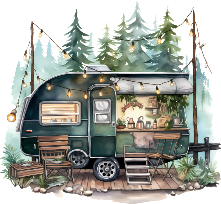 Motivtransfer 5736 Wohnwagen im Wald