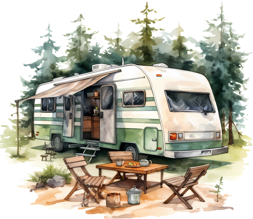 Motivtransfer 5738 Wohnwagen im Wald