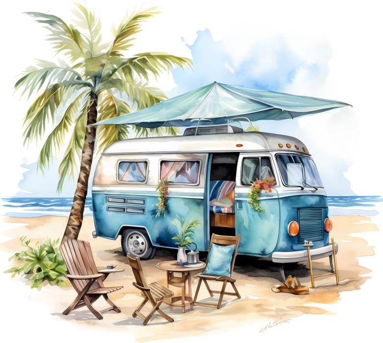Motivtransfer 5742 Campervan am Strand
