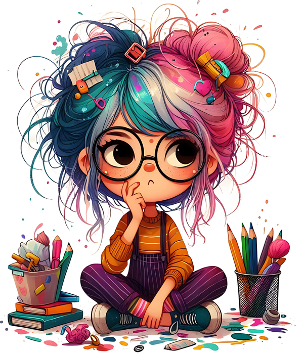 Motivtransfer 5790 Quirliges Mädchen malt