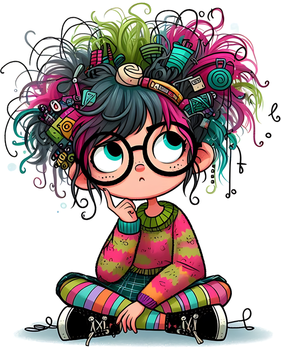 Motivtransfer 5796 Quirliges Mädchen schaut nach oben