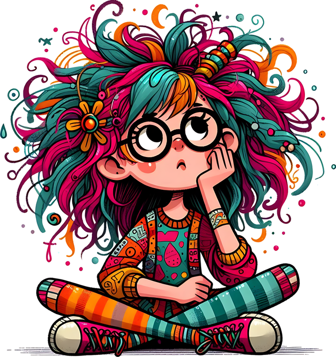 Motivtransfer 5798 Quirliges Mädchen sitzt auf dem Boden