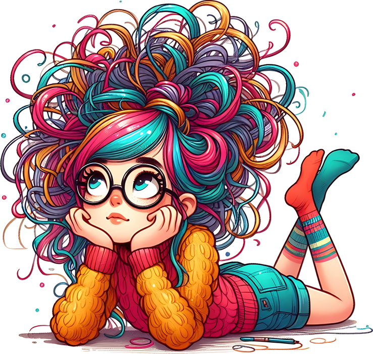 Motivtransfer 5803 Quirliges Mädchen liegt auf dem Boden