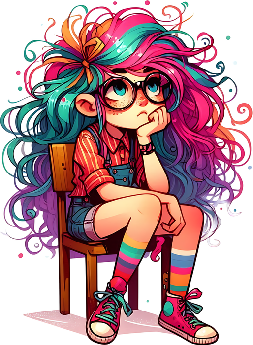 Motivtransfer 5806 Quirliges Mädchen sitzt auf dem Stuhl