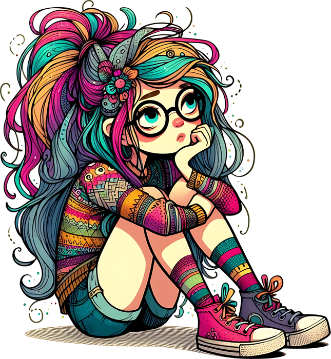 Motivtransfer 5807 Quirliges Mädchen am nachdenken