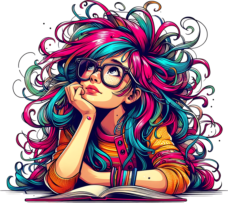 Motivtransfer 5808 Quirliges Mädchen am lernen