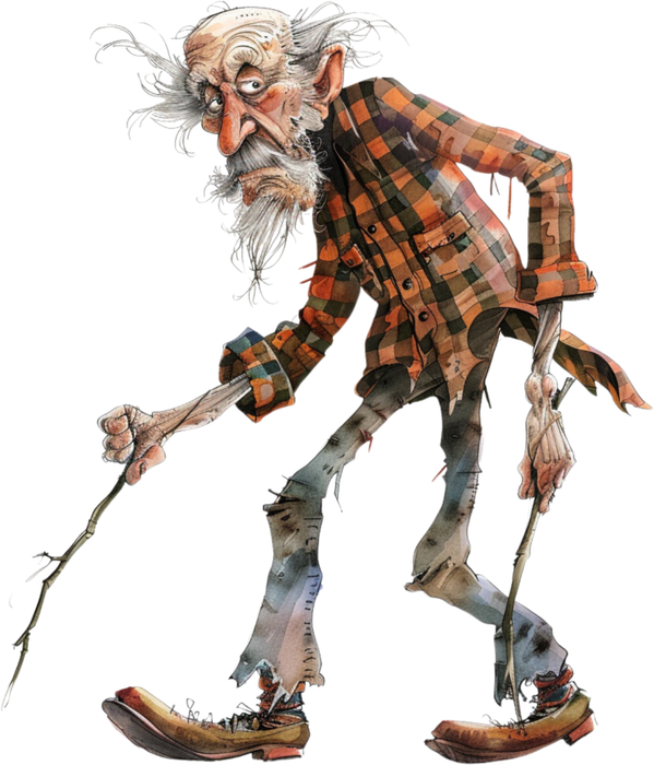 Motivtransfer 5815 Senior geht am Stock