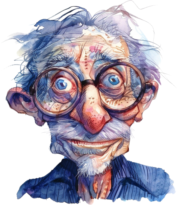 Motivtransfer 5823 Senior mit großer Brille