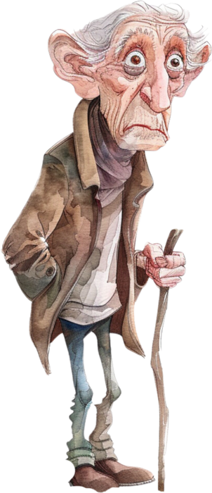 Motivtransfer 5840 Erstaunter Senior mit Stock