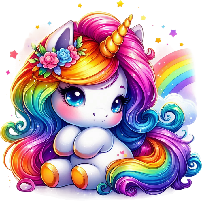 Motivtransfer 5857 Einhorn mit Blumen im Haar