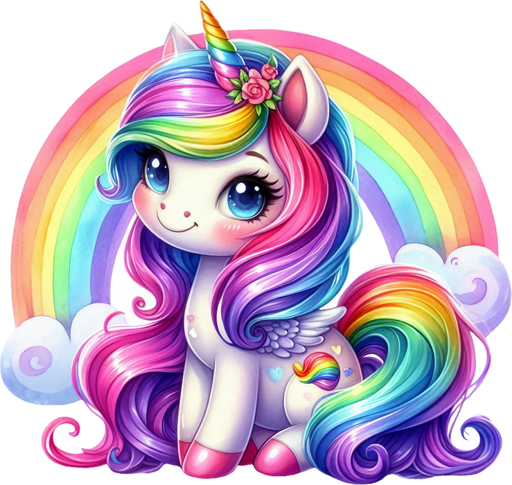 Motivtransfer 5861 Einhorn vor einem Regenbogen