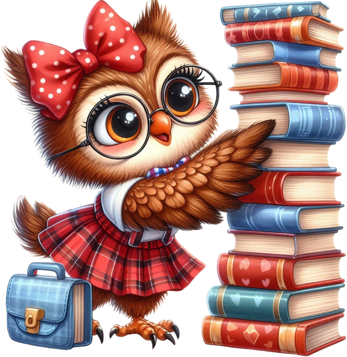 Motivtransfer 5928 Eule mit Bücherstapel