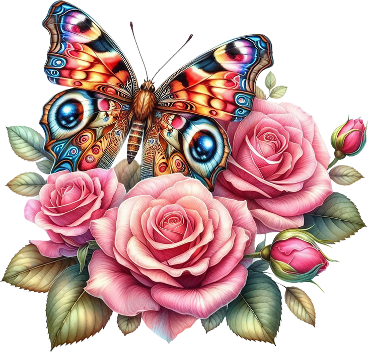 Motivtransfer 5932 Schmetterling mit Rosen