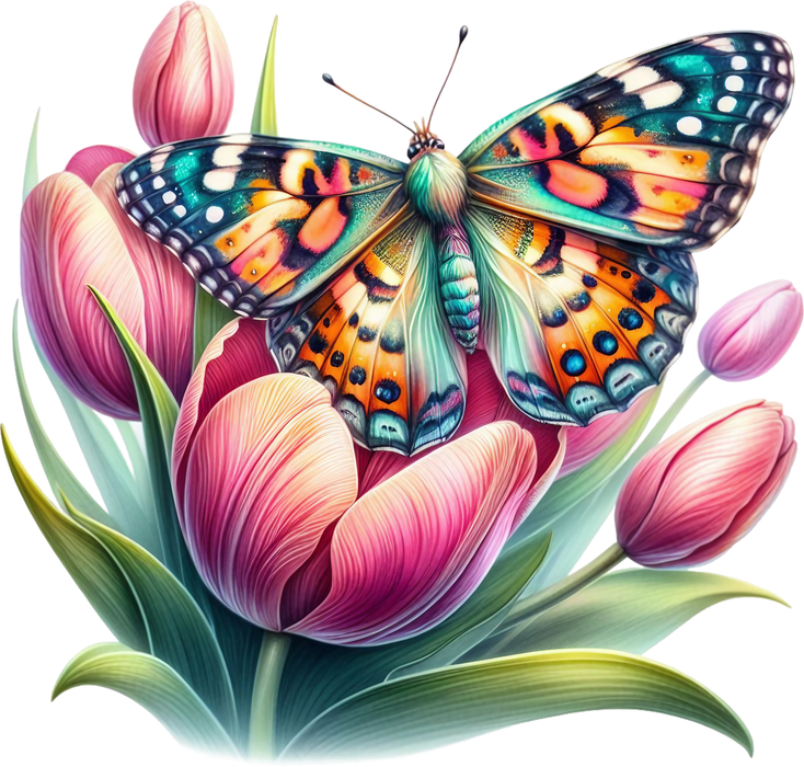 Motivtransfer 5943 Schmetterling mit Tulpe