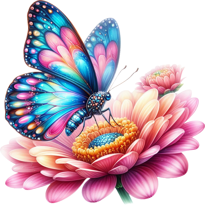 Motivtransfer 5945 Schmetterling mit rosa Blüte