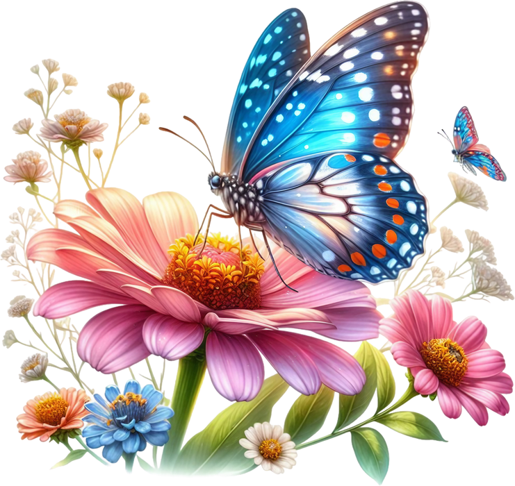 Motivtransfer 5946 Schmetterling mit bunten Blüten