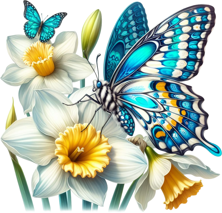 Motivtransfer 5948 Schmetterling mit weißer Blume