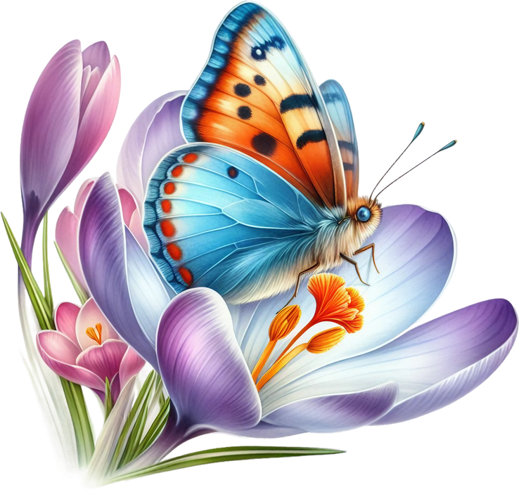 Motivtransfer 5951 Schmetterling mit Krokus