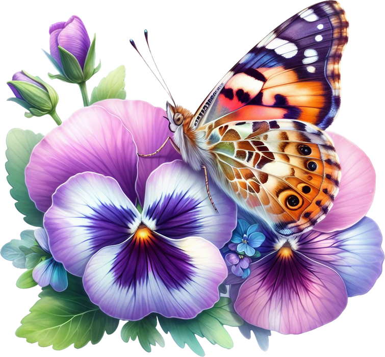 Motivtransfer 5953 Schmetterling mit lila Blüte