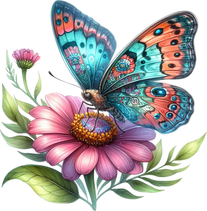 Motivtransfer 5955 Schmetterling mit Margarithe