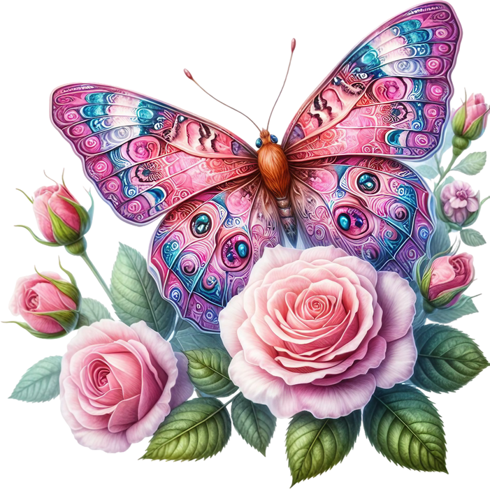 Motivtransfer 5956 Schmetterling mit Rose