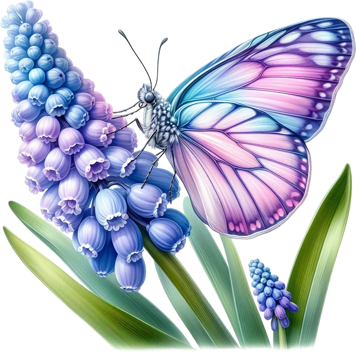 Motivtransfer 5958 Schmetterling mit blauen Blumen