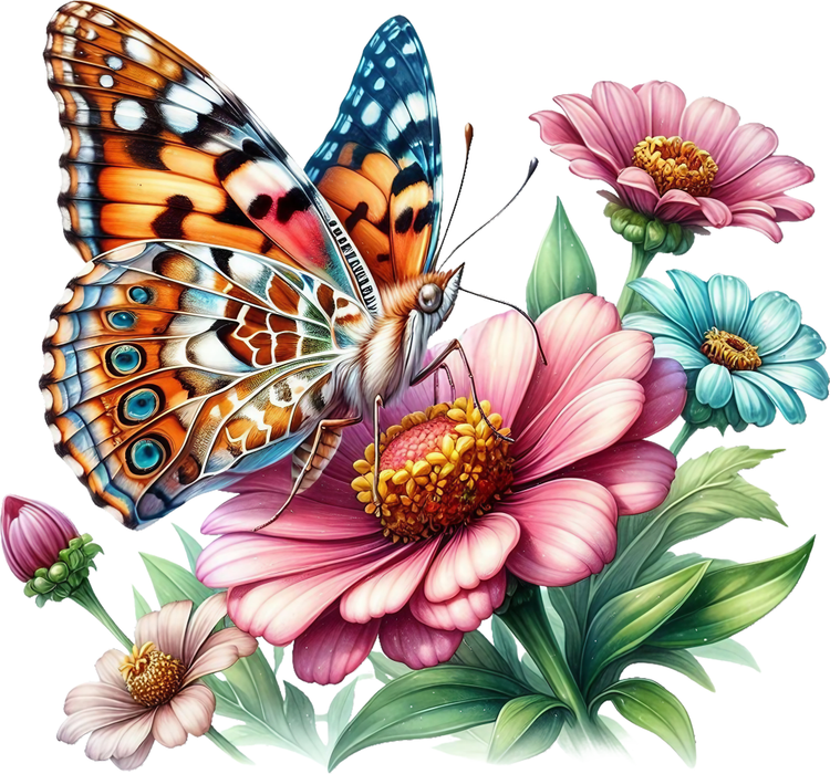 Motivtransfer 5960 Schmetterling mit Nelken