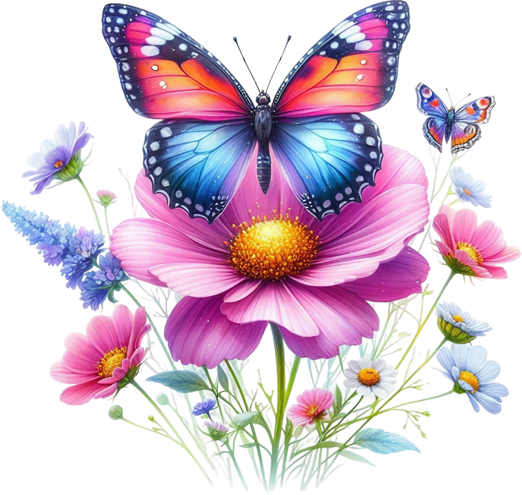 Motivtransfer 5962 Schmetterling mit rosa Blüte