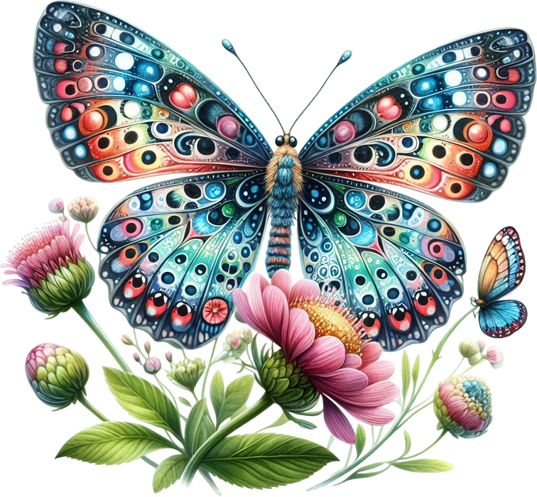 Motivtransfer 5963 Schmetterling mit rosa Blüten