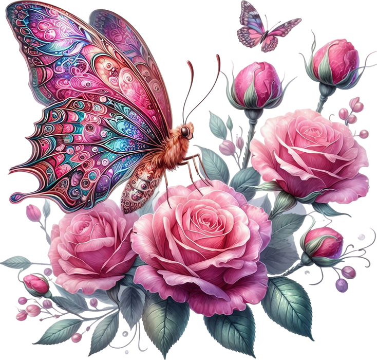 Motivtransfer 5965 Schmetterling mit Rosen