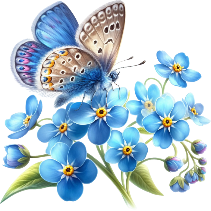 Motivtransfer 5966 Schmetterling mit blauer Blume