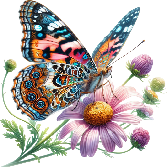 Motivtransfer 5967 Schmetterling mit rosa Blume