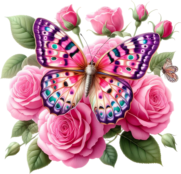 Motivtransfer 5968 Schmetterling mit rosa Rose