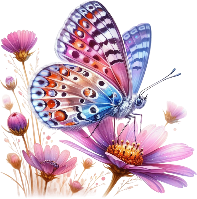 Motivtransfer 5971 Schmetterling mit rosa Blume