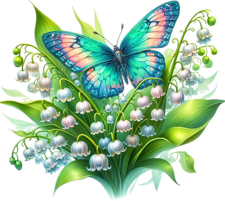 Motivtransfer 5973 Schmetterling mit Maiglöckchen