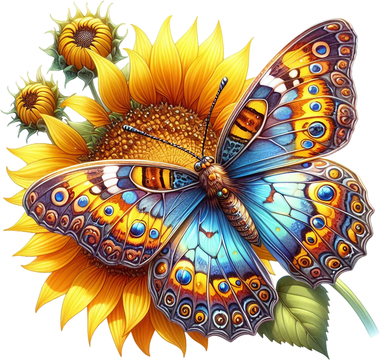 Motivtransfer 5976 Schmetterling mit Sonnenblume