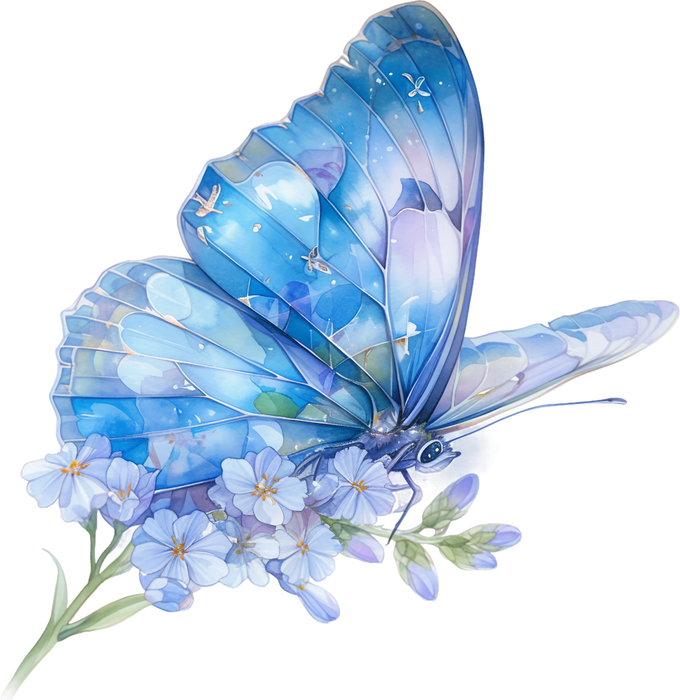Motivtransfer 5977 Schmetterling mit blauen Blüten