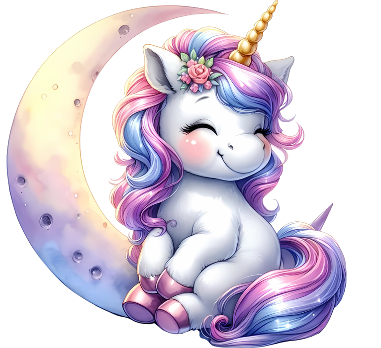 Motivtransfer 6015 Einhorn sitzt auf Mond