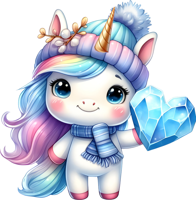 Motivtransfer 6019 Einhorn mit Schneeherz