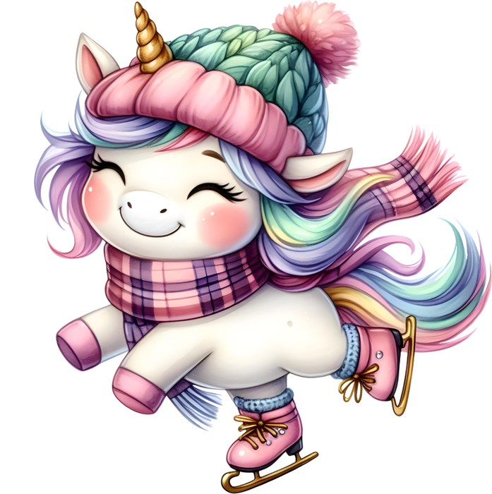 Motivtransfer 6020 Einhorn fährt Schlittschuh