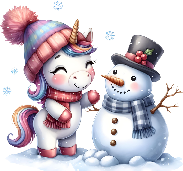Motivtransfer 6025 Einhorn mit Schneemann