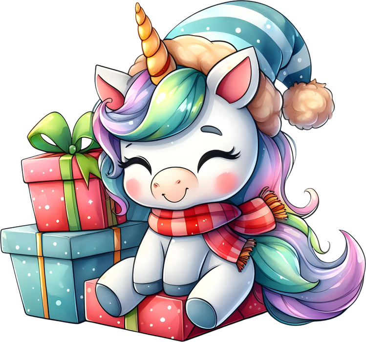 Motivtransfer 6026 Einhorn mit Geschenken